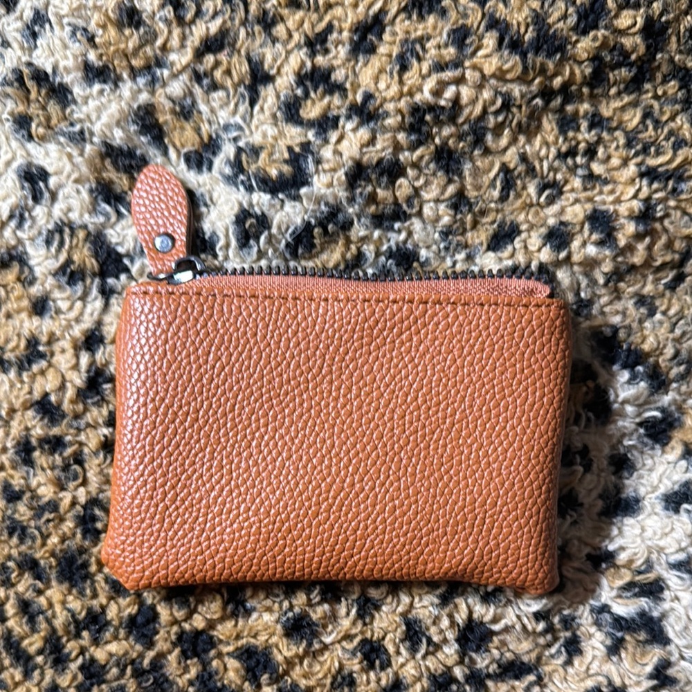 Brown Leather pleather Coin Purse
